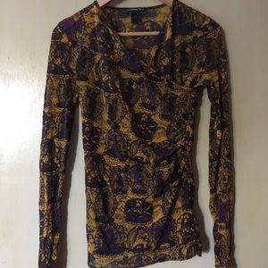 VIVIENNE TAM Mustard & Purple Buddha Acala Print Mesh Vintage 90's